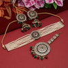 Maroon & Green Color Kundan Mirror Choker Necklaces Set (MRN145MG)