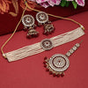 Maroon Color Kundan Mirror Choker Necklaces Set (MRN145MRN)