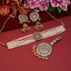 Peach Color Kundan Mirror Choker Necklaces Set (MRN145PCH)