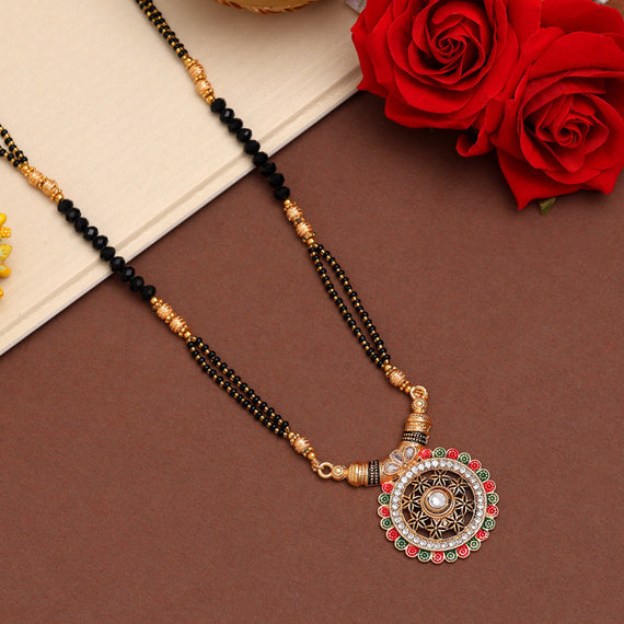 Big pendant black clearance thread mangalsutra necklace set