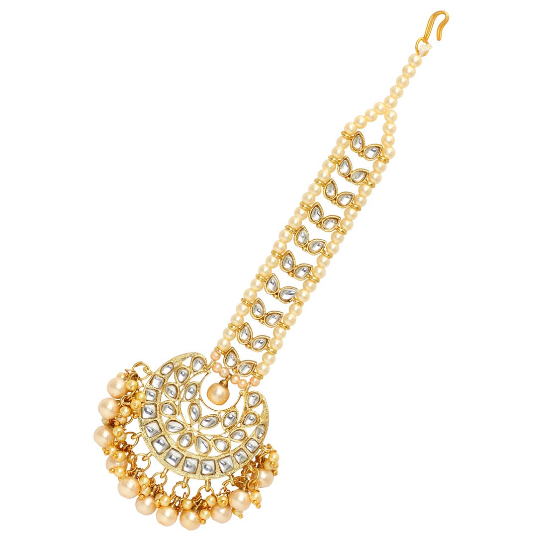 Gold Color Imitation Pearl & Kundan Maang Tikka (MTK225GLD)