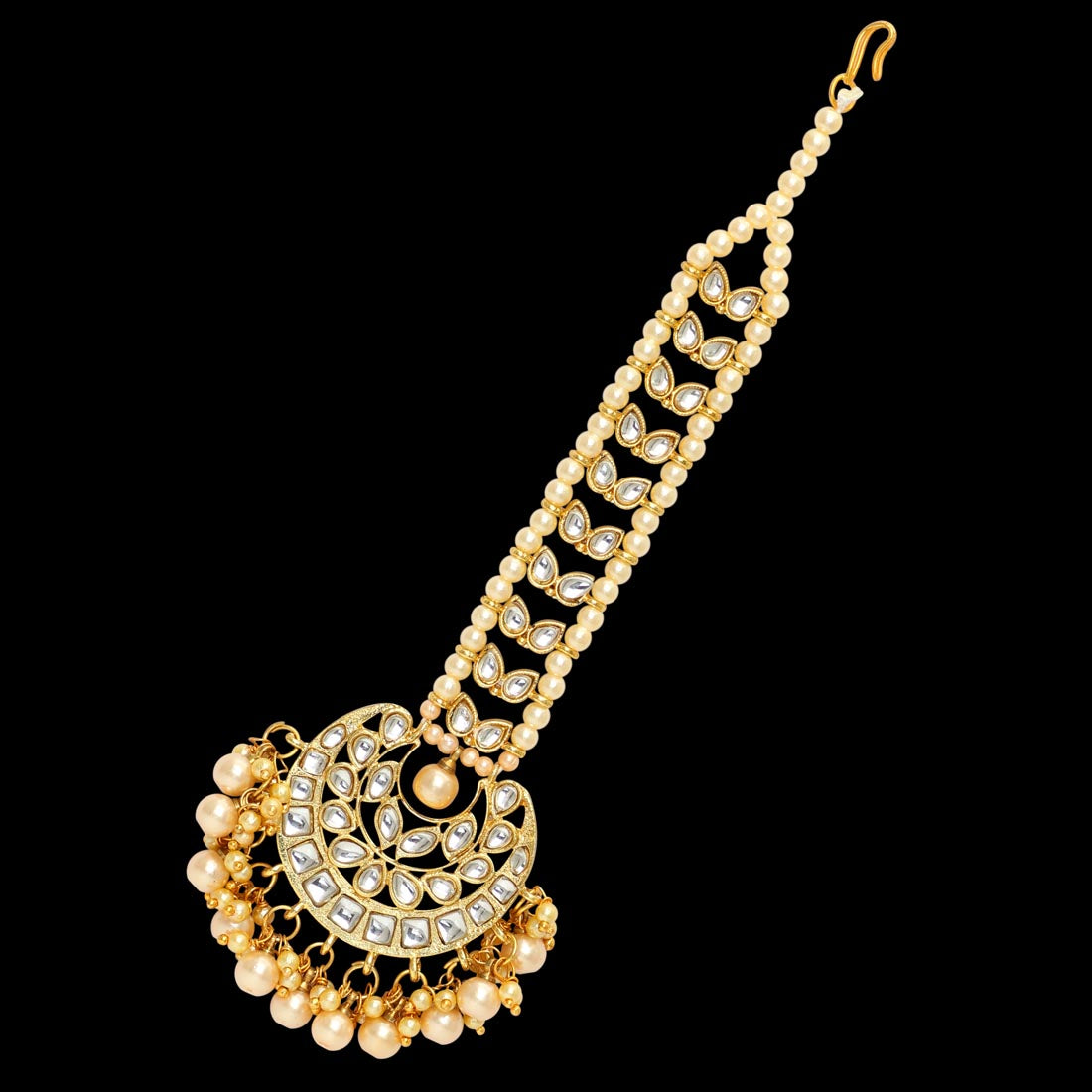 Gold Color Imitation Pearl & Kundan Maang Tikka (MTK225GLD)