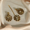 Gold Color Rivoli Stone Earrings With Maang Tikka (MTKE449GLD)