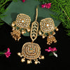 Gold Color Mirror Kundan Earrings With Maang Tikka (MTKE453GLD)