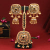 Gold Color Mirror Kundan Earrings With Maang Tikka (MTKE454GLD)