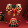 Red Color Mirror Kundan Earrings With Maang Tikka (MTKE454RED)