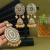 Gold Color Mirror Kundan Earrings With Maang Tikka (MTKE459GLD)