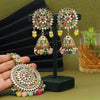 Multi Color Mirror Kundan Earrings With Maang Tikka (MTKE460MLT)