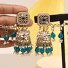 Rama Green Color Mirror Kundan Earrings With Maang Tikka (MTKE466RGRN)