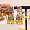 Yellow Color Mirror Kundan Earrings With Maang Tikka (MTKE466YLW)