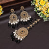 Black Color Earrings With Maang Tikka (MTKE467BLK)