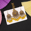 Yellow Color Earrings With Maang Tikka (MTKE468YLW)