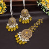 Yellow Color Earrings With Maang Tikka (MTKE468YLW)