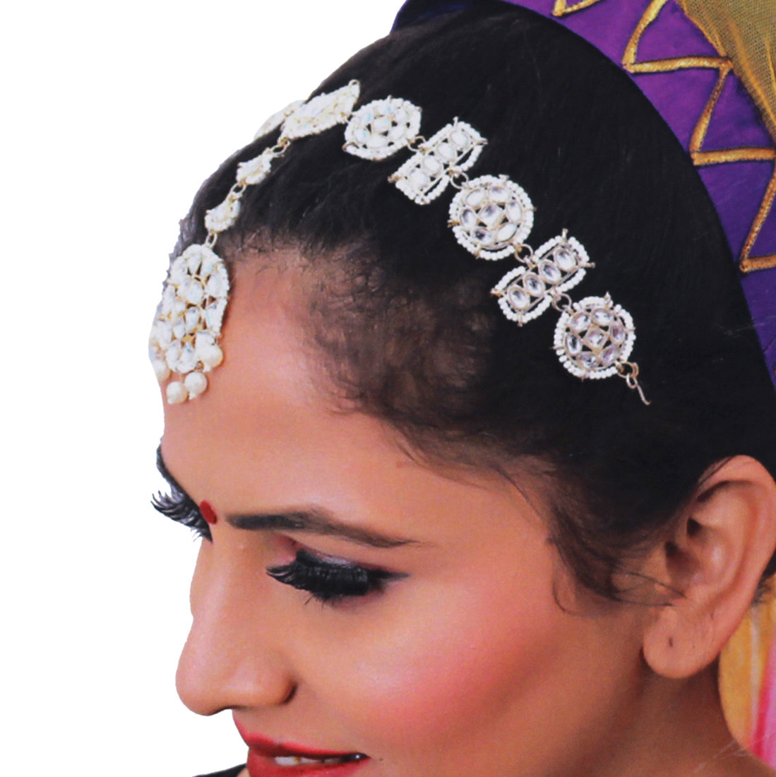 White Color Kundan Matha Patti (MTP331WHT)