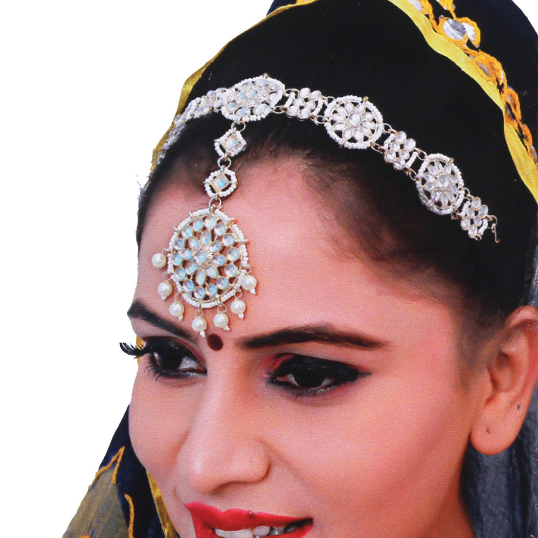 White Color Kundan Matha Patti (MTP337WHT)