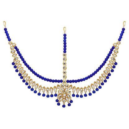Blue Color Imitation Pearl & Kundan Work Matha Patti (MTP38BLU)