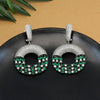 Green Color Premium American Diamond Earrings (PADE356GRN)