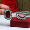 Red Color Premium American Diamond Earrings (PADE359RED)