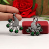 Green Color Premium American Diamond Earrings (PADE366GRN)