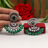 Green Color Premium American Diamond Earrings (PADE368GRN)