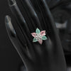 Pink & Pista Green Color Premium American Diamond Rings (PADR472PNKPGRN)