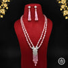 Pink Color Premium American Diamond Long Necklace Set (PCZN658PNK)