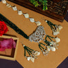 Green Color Premium American Diamond Long Necklace Set (PCZN660GRN)