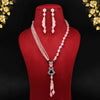 Pink Color Premium American Diamond Long Necklace Set (PCZN664PNK)