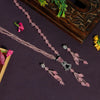Pink Color Premium American Diamond Long Necklace Set (PCZN664PNK)