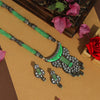 Pista Green Color Premium Black Metal Monalisa & AD Stone Brass Necklace Set (PCZN670PGRN)