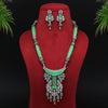 Pista Green Color Premium Black Metal Monalisa & AD Stone Brass Necklace Set (PCZN670PGRN)