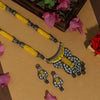 Yellow Color Premium Black Metal Monalisa & AD Stone Brass Necklace Set (PCZN670YLW)
