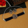 Blue Color Choker Premium American Diamond Necklace Set (PCZN672BLU)