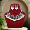 Maroon & White Color Black Silver Brass Premium American Diamond Necklace Set (PCZN675MRNWHT)