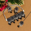 Black Color Monalisa Stone Premium American Diamond Choker Necklace Set (PCZN680BLK)