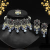 Gray Color Monalisa Stone Premium American Diamond Choker Necklace Set (PCZN680GRY)