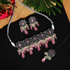 Pink Color Monalisa Stone Premium American Diamond Choker Necklace Set (PCZN680PNK)