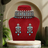 Sky Blue Color Monalisa Stone American Diamond Choker Necklace Set (PCZN683SBLU)