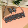 Sky Blue Color Monalisa Stone American Diamond Choker Necklace Set (PCZN683SBLU)
