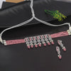 Pink Color Premium American Diamond Choker Necklaces Set (PCZN684PNK)