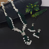 Green Color Monalisa Stone Premium American Diamond Necklaces Set (PCZN691GRN)