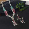 Pink & Pista Green Color Monalisa Stone Premium American Diamond Necklaces Set (PCZN691PNKPGRN)