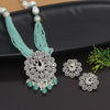 Pista Green Color Premium American Diamond Necklaces Set (PCZN693PGRN)