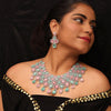 Preyans Luxury Pink & Pista Green Color American Diamond Premium Necklace Set (PCZN722PNKPGRN)