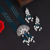 Turquoise Blue Color American Diamond Premium Necklace Set (PCZN779TBLU)