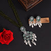 Mehandi Green Color American Diamond Premium Necklace Set (PCZN785MGRN)