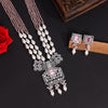 Pink Color American Diamond Premium Necklace Set (PCZN791PNK)