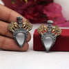 Off White Color Premium Oxidised Earrings (PGSE2610OWHT)