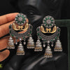 Green Color Premium Oxidised Two Tone Earrings (PGSE2724GRN)