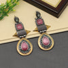 Pink Color Premium Oxidised Two Tone Earrings (PGSE2728PNK)